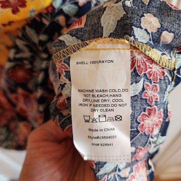 Boho Chic Yellow Paisley Surplice Tie Waist Ruffle Hem Dress Large - Picture 11 of 12